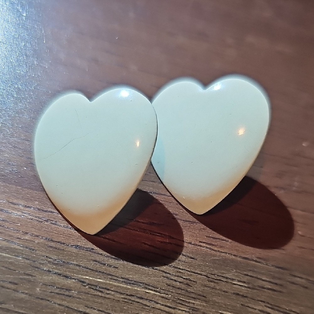 Heart-Shaped Cream Earrings